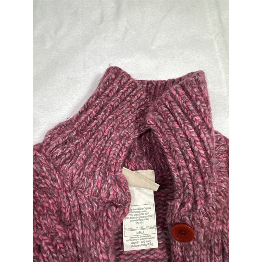 Vintage Laura Ashley Womens S Lambswool Angora Cable Knit Cardigan Pink Wool - Picture 5 of 9